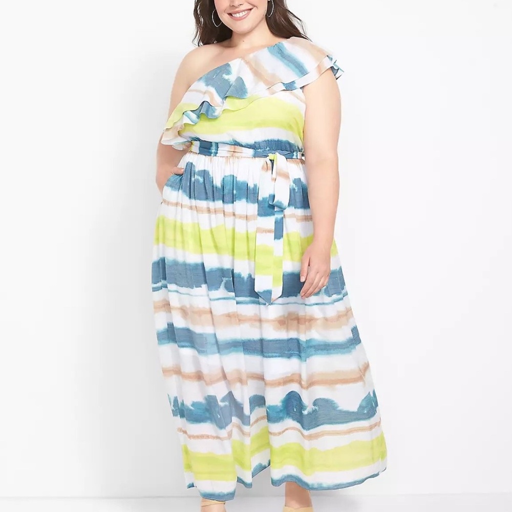 Plus size One-Shoulder Belted Maxi Dress size 24 by Lane Bryant BRAND NEW